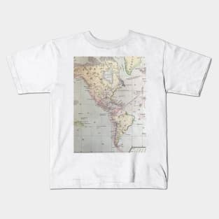 Volcano Map, 1800s, United States, North America, South America Kids T-Shirt